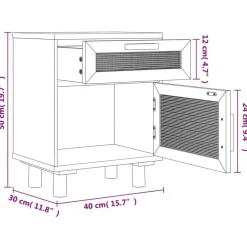 vidaXL - Nachtkastjes - Zwart - Grenenhout en natuurlijk rattan - 2 stuks