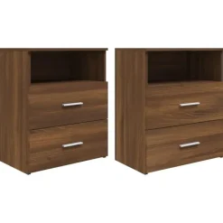 vidaXL - Nachtkastjes met 2 lades - Bruineiken - Hout - 50x32x60 cm - Set van 2