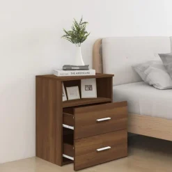 vidaXL - Nachtkastjes met 2 lades - Bruineiken - Hout - 50x32x60 cm - Set van 2