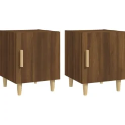 vidaXL - Nachtkastjes met houten poten - Bruin eiken - 40x40x50 cm - 2 stuks