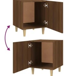 vidaXL - Nachtkastjes met houten poten - Bruin eiken - 40x40x50 cm - 2 stuks