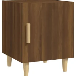 vidaXL - Nachtkastjes met houten poten - Bruin eiken - 40x40x50 cm - 2 stuks