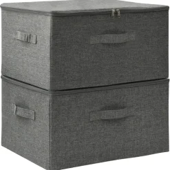 vidaXL - Opbergbox Opbergboxen - Antraciet - Stof - 2 stuks