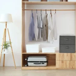 vidaXL - Opbergbox Opbergboxen - Antraciet - Stof - 2 stuks