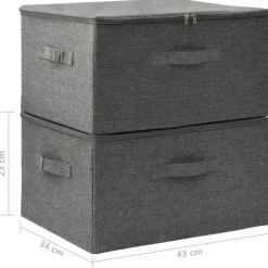 vidaXL - Opbergbox Opbergboxen - Antraciet - Stof - 2 stuks