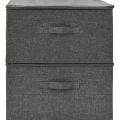 vidaXL - Opbergbox Opbergboxen - Antraciet - Stof - 2 stuks