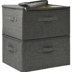 vidaXL - Opbergbox Opbergboxen - Antraciet - Stof - 2 stuks