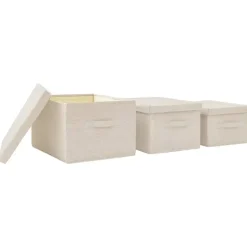 vidaXL - Opbergbox Opbergboxen - Crème - Stof