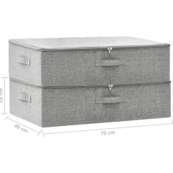vidaXL - Opbergbox Opbergboxen - Grijs - Stof - 2 stuks