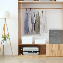 vidaXL - Opbergbox Opbergboxen - Grijs - Stof - 2 stuks