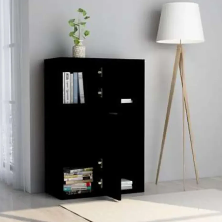 vidaXL - Opbergkast - Zwart - Bewerkt hout