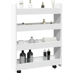 vidaXL - Opbergtrolley - Wit - Bewerkt hout