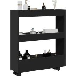 vidaXL - Opbergtrolley - Zwart - Bewerkt hout