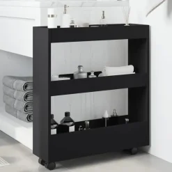 vidaXL - Opbergtrolley - Zwart - Bewerkt hout