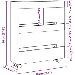 vidaXL - Opbergtrolley - Zwart - Bewerkt hout