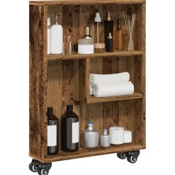 vidaXL - Opbergtrolley smal - Oud hout - Bewerkt hout - 48x13x68 cm