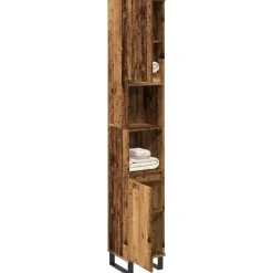 vidaXL - Oud hout Kolomkast met 2 deuren 2 vakken - Ijzer en hout - 30x30x190 cm