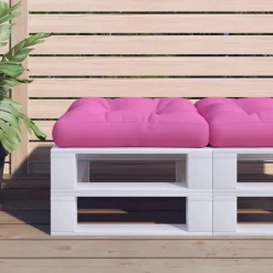 vidaXL - Palletkussen - Roze - Stof - 60 x 60 x 12 cm