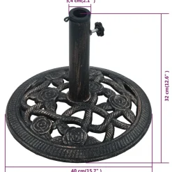 vidaXL - Parasolvoet - Zwart - Gietijzer - 40 x 40 x 32 cm