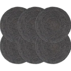 vidaXL - Placemat - Grijs - Jute - 6 stuks