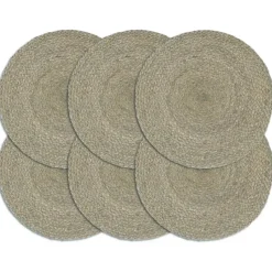 vidaXL - Placemat - Grijs - Jute - 6 stuks