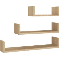 vidaXL - Plank - Bruin - Bewerkt hout - 60 x 15 x 10 cm - 3 stuks