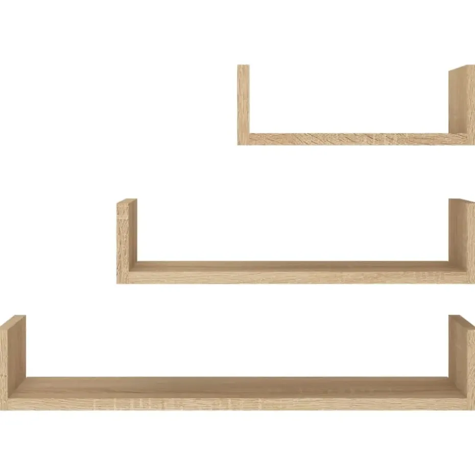 vidaXL - Plank - Bruin - Bewerkt hout - 60 x 15 x 10 cm - 3 stuks