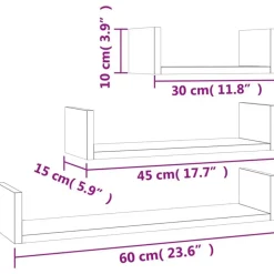 vidaXL - Plank - Bruin - Bewerkt hout - 60 x 15 x 10 cm - 3 stuks