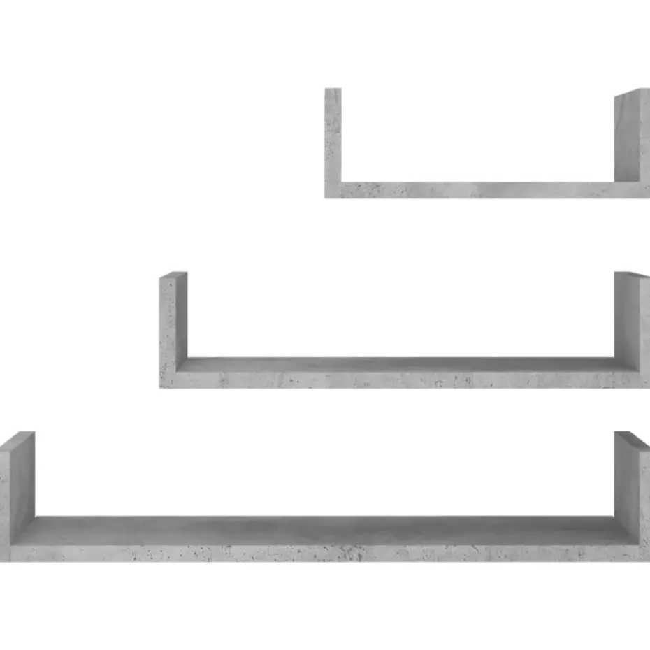 vidaXL - Plank - Grijs - Bewerkt hout - 60 x 15 x 10 cm - 3 stuks