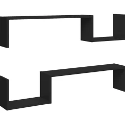 vidaXL - Plank - Zwart - Bewerkt hout - 2 stuks
