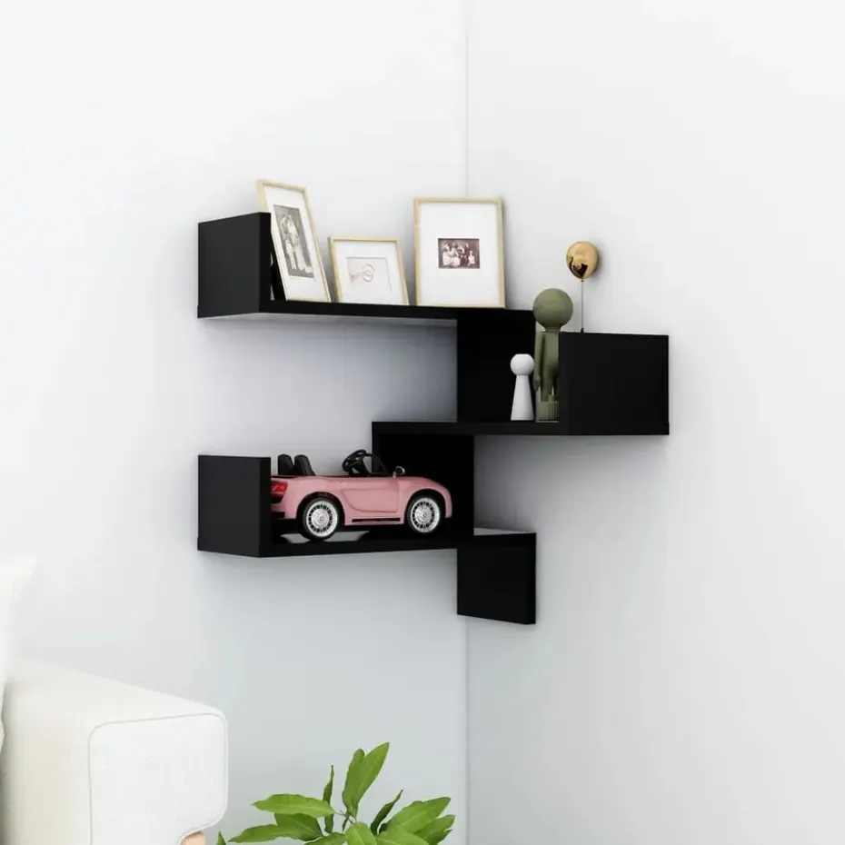 vidaXL - Plank - Zwart - Bewerkt hout