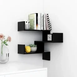 vidaXL - Plank - Zwart - Bewerkt hout