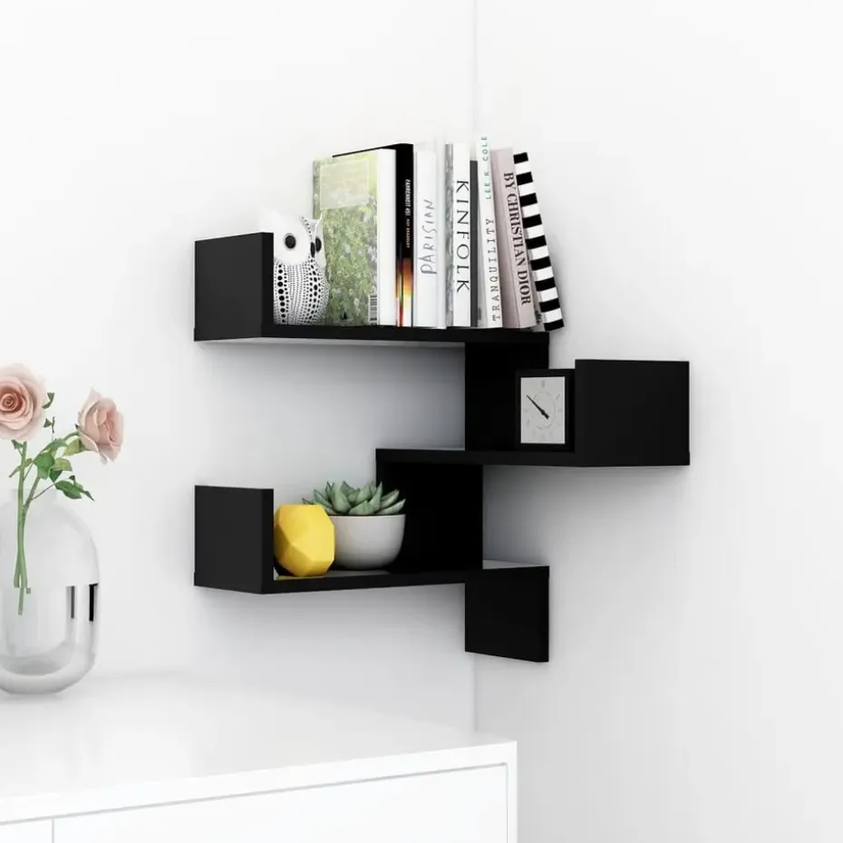 vidaXL - Plank - Zwart - Bewerkt hout