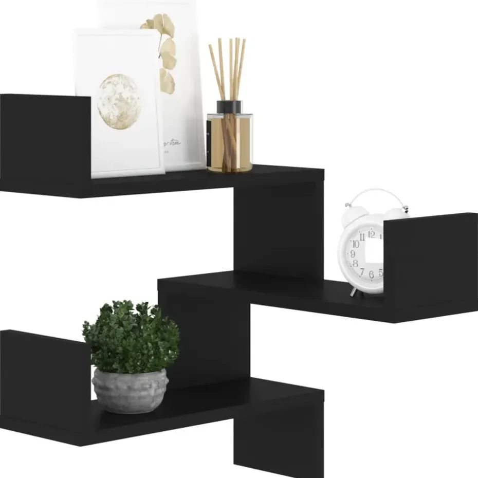 vidaXL - Plank - Zwart - Bewerkt hout