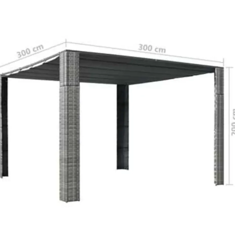 vidaXL - Prieel - Antraciet - Poly rattan - 300 x 300 x 220 cm