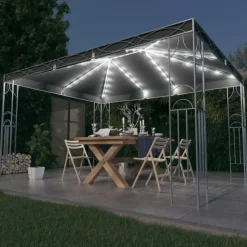 vidaXL - Prieel Met Lichtslinger - Antraciet - Stof - 400 x 300 cm