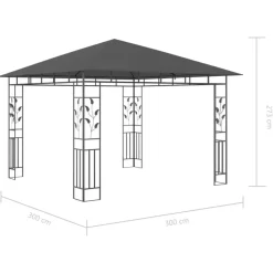 vidaXL - Prieel Met Lichtslinger - Antraciet - Stof - 3 x 3 x 2.73 m