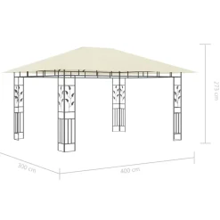 vidaXL - Prieel Met Lichtslinger - Crème - Stof - 4 x 3 x 2.73 m