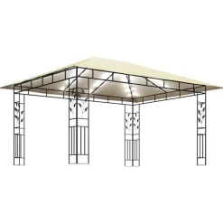 vidaXL - Prieel Met Lichtslinger - Crème - Stof - 4 x 3 x 2.73 m
