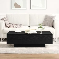 vidaXL - Rechthoekige Salontafel - Zwart eiken - Bewerkt hout - 100x49.5x31 cm