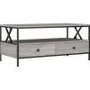 vidaXL - Rechthoekige Salontafel met 2 lades - Grijs sonoma eiken - 100x51 cm
