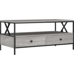 vidaXL - Rechthoekige Salontafel met 2 lades - Grijs sonoma eiken - 100x51 cm