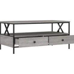 vidaXL - Rechthoekige Salontafel met 2 lades - Grijs sonoma eiken - 100x51 cm