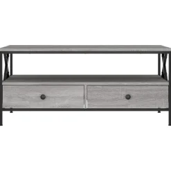 vidaXL - Rechthoekige Salontafel met 2 lades - Grijs sonoma eiken - 100x51 cm