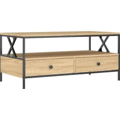 vidaXL - Rechthoekige Salontafel met 2 lades - Sonoma eiken - Hout - 100x51 cm