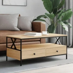 vidaXL - Rechthoekige Salontafel met 2 lades - Sonoma eiken - Hout - 100x51 cm