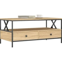 vidaXL - Rechthoekige Salontafel met 2 lades - Sonoma eiken - Hout - 100x51 cm