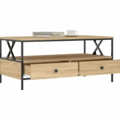 vidaXL - Rechthoekige Salontafel met 2 lades - Sonoma eiken - Hout - 100x51 cm