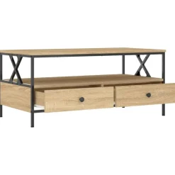 vidaXL - Rechthoekige Salontafel met 2 lades - Sonoma eiken - Hout - 100x51 cm