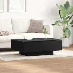 vidaXL - Rechthoekige Salontafel met 4 lades - Zwart eiken - Hout - 90x60 cm